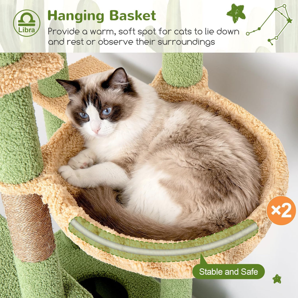 Heavy Duty Cactus Cat Tree for 20lbs Large Adult Cats, Green