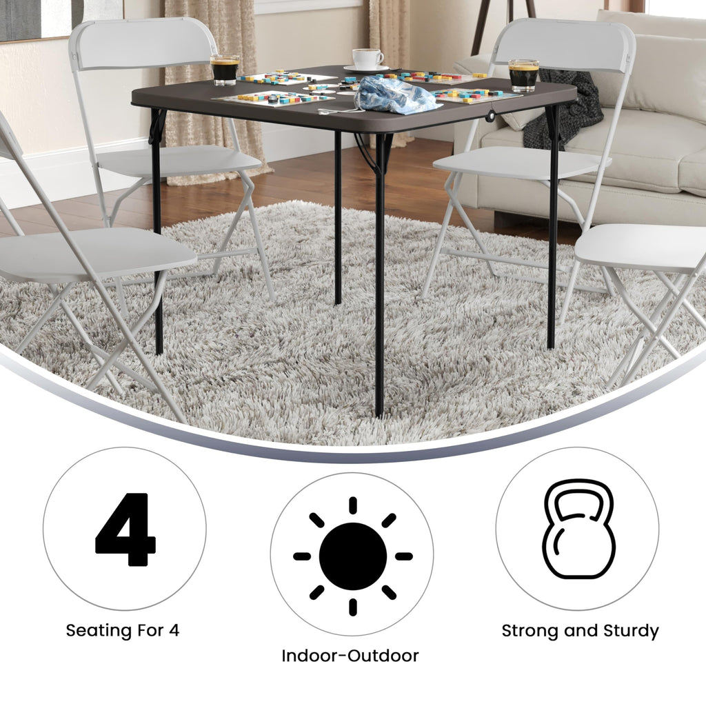 2.83-Foot Bi-Fold Dark Gray Plastic Folding Table
