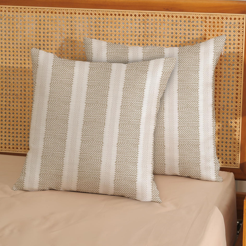 Boho Pillow Covers 18x18 Set of 2 Brown Stripes Throw Pillow Covers Outdoor Decoration Bohemian Style Modern Abstract