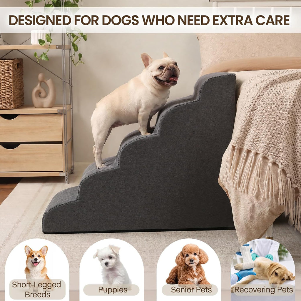 Pet Stairs for High Beds, 28.2" H 5-Step Dog Steps for Small & Medium Dogs