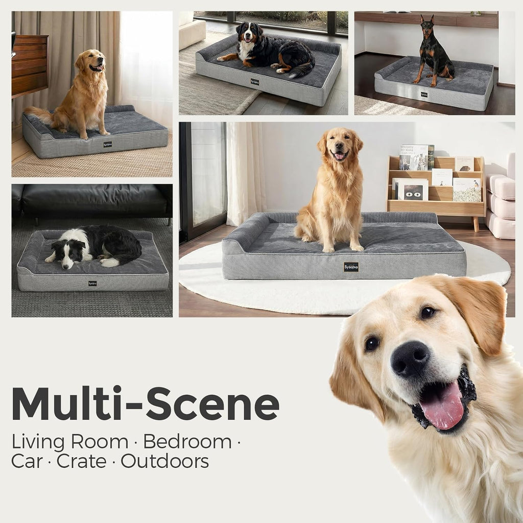 XXL Orthopedic Dog Bed for Large Senior Dogs 52 x 36 x 7 Inch, 7 Inch Thick Memory Foam, Waterproof Washable Cover