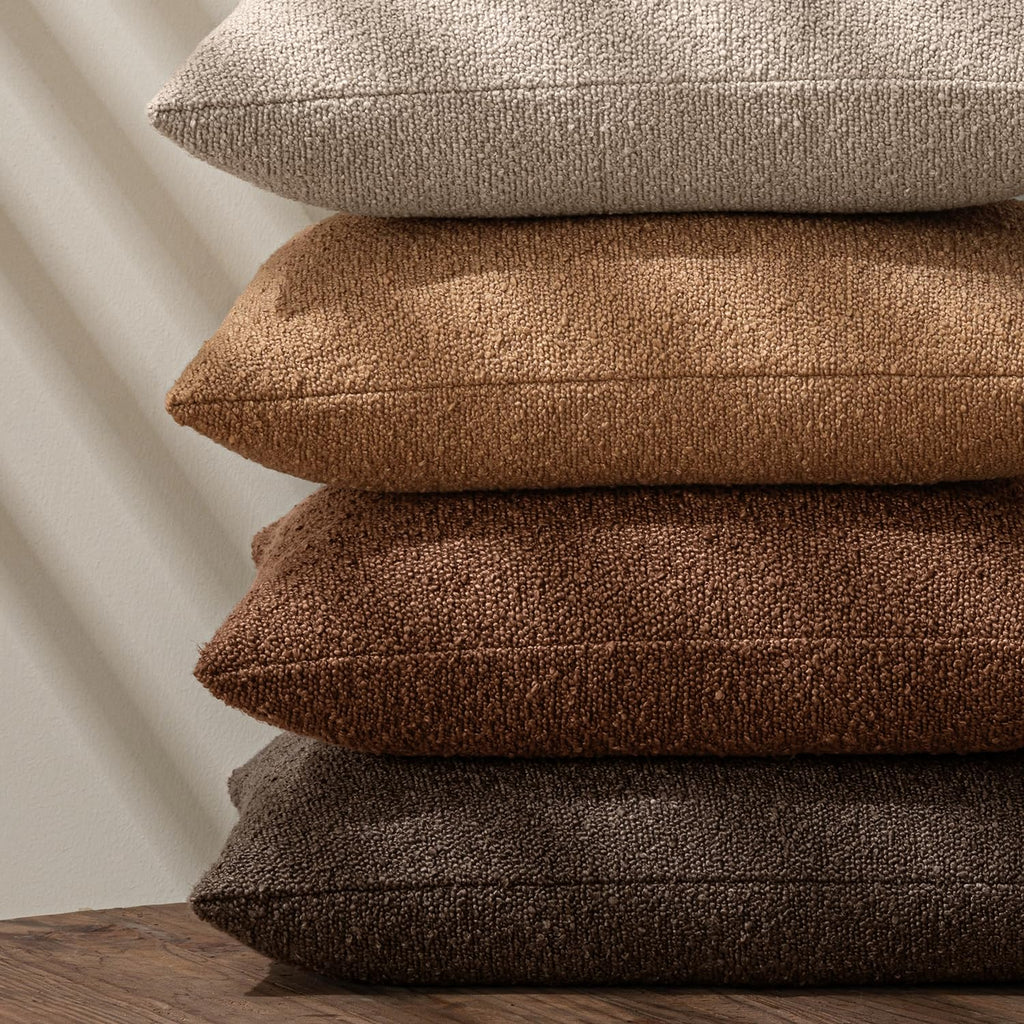 18x18 Decorative Boucle Couch Pillow Covers Brown