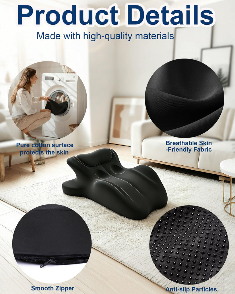 Ergonomic Memory Foam Wedge Pillow, 27 Degree Bed Wedge, Black