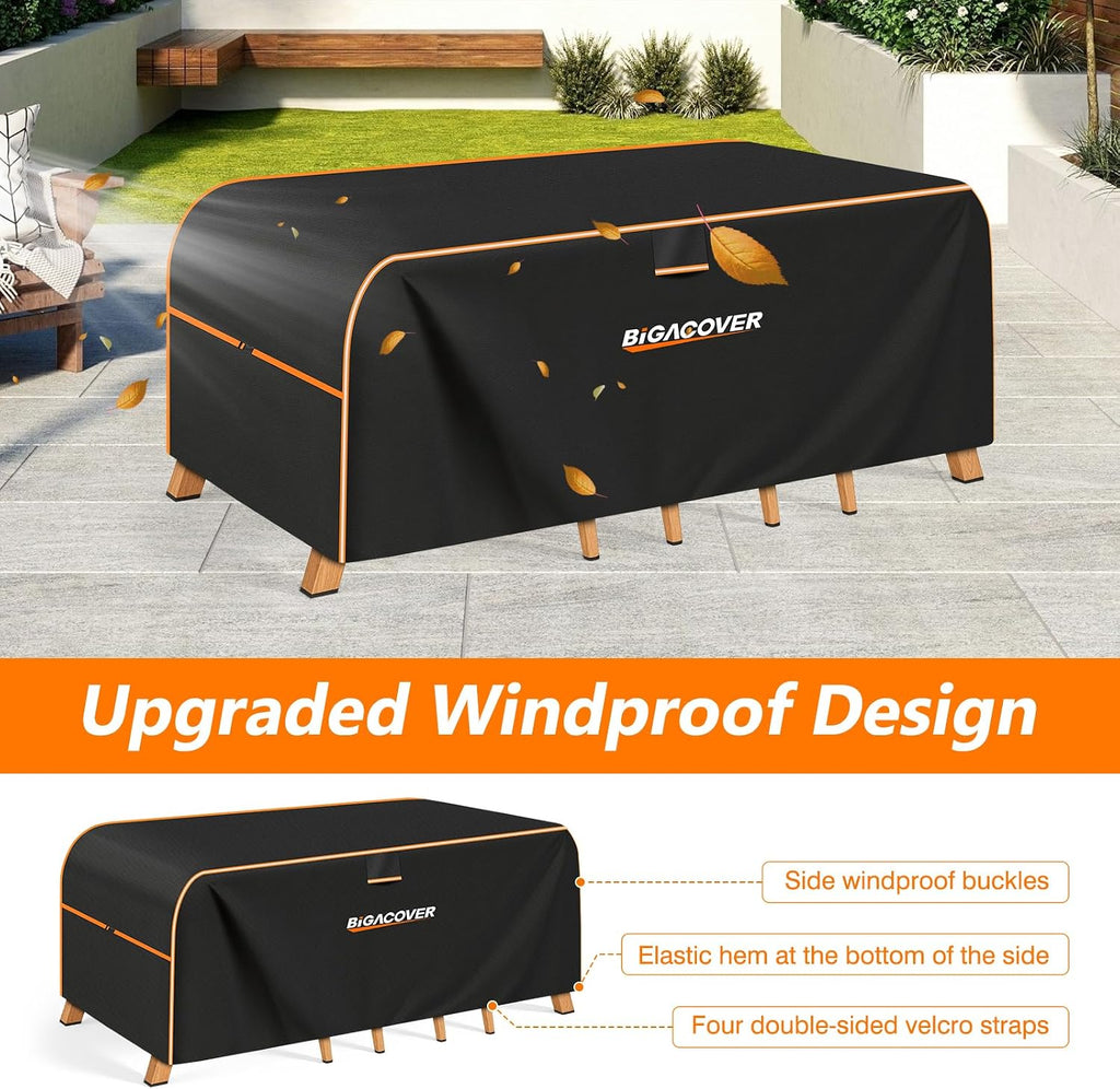Patio Furniture Cover 110"L x 74"W x 28"H 600D Windproof Patio Table Cover | Outdoor Furniture Cover 600D Oxford