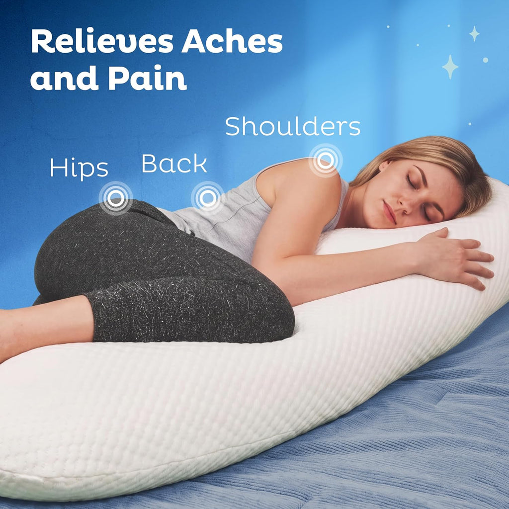 Body Pillow for Adults - Breathable, Full Body Pillow for Side Sleepers - Shredded Memory Foam Gel - Cooling Long
