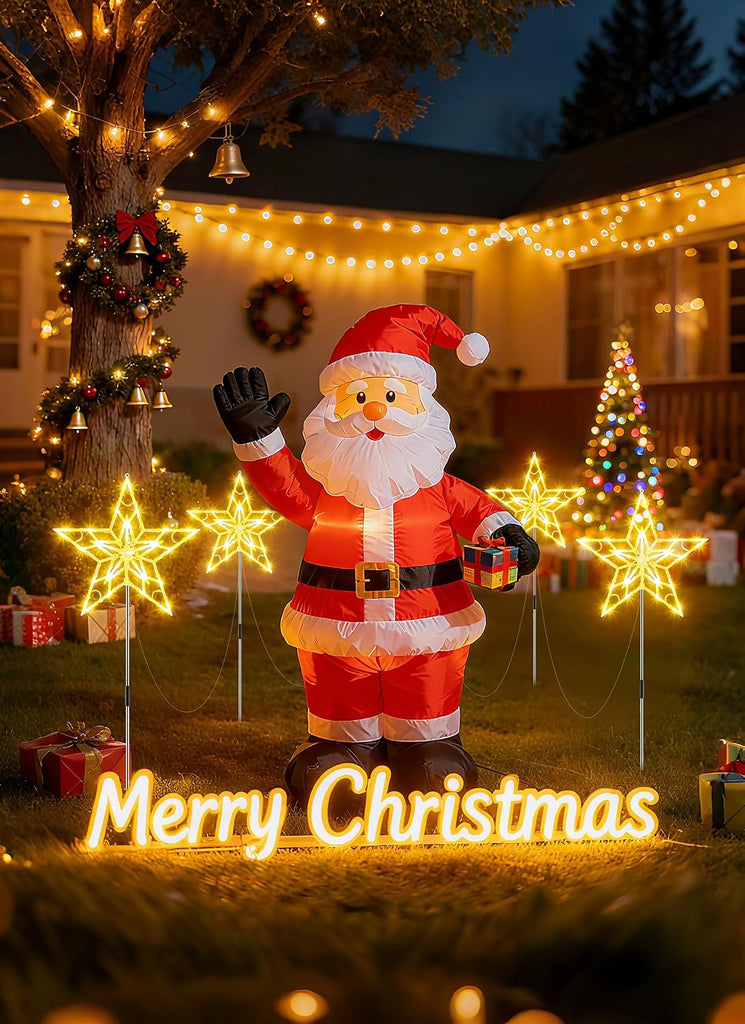 Pathway Lights Outdoor Christmas Decorations, Set of 10 Large Waterproof Stake Decorative Light for Outside Sidewalk