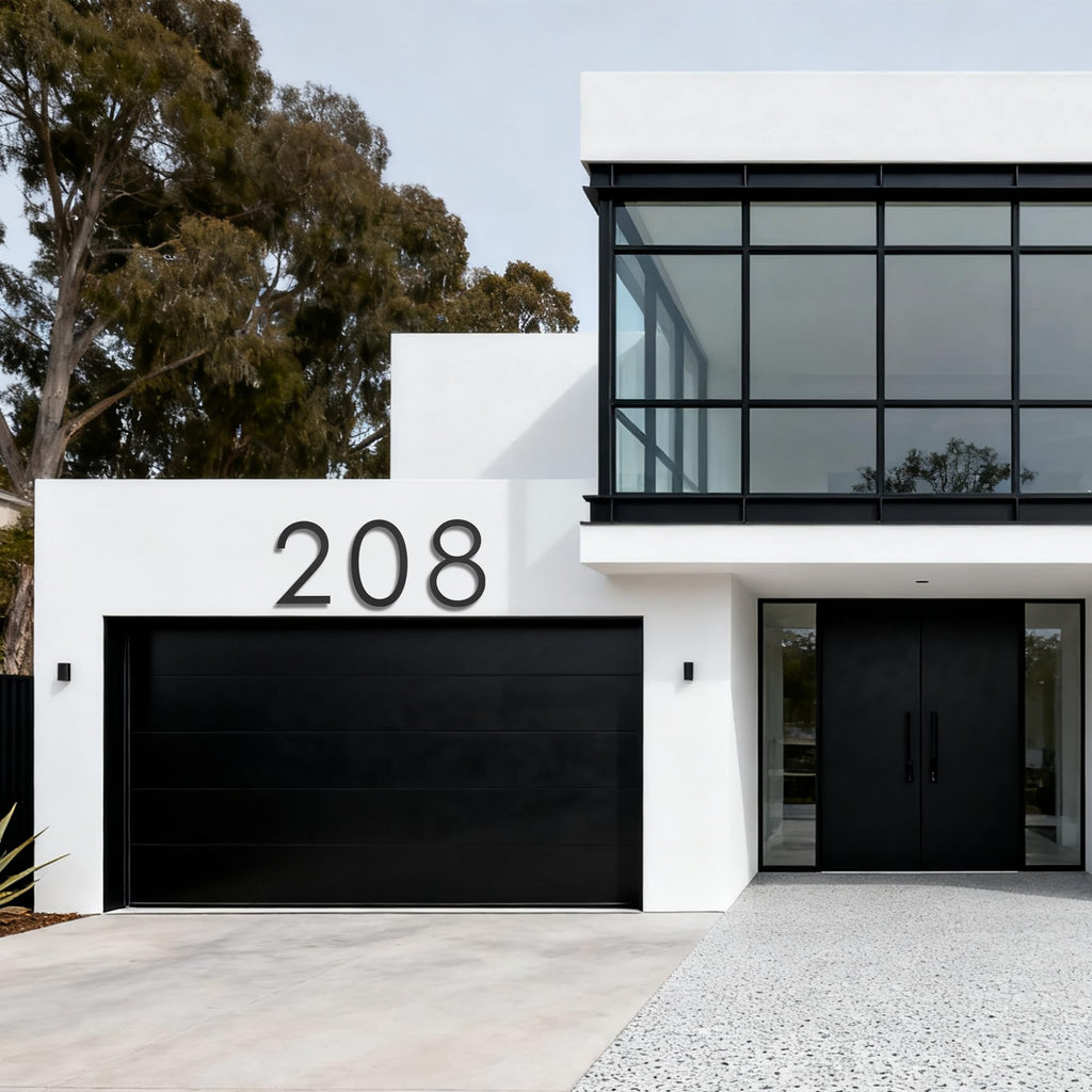 8 Inch Modern house Numbers for Outside Metal, Black large Address Number 0