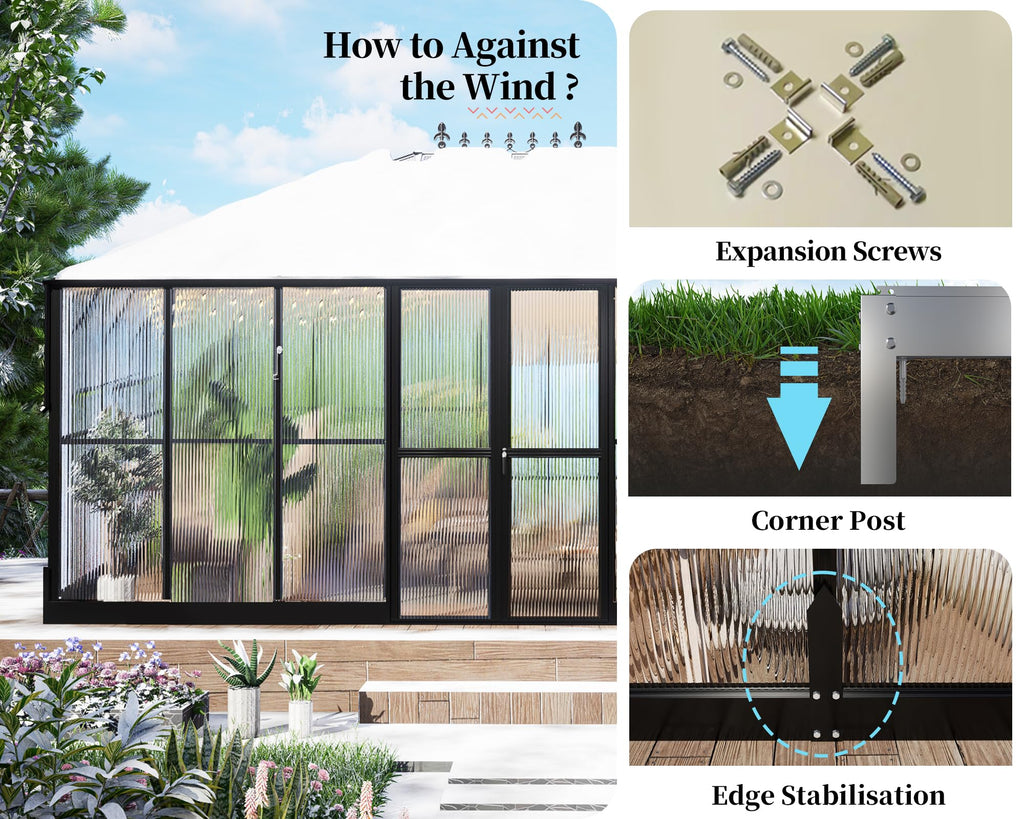 16x12x9.5 FT Pavilion Style Polycarbonate Greenhouse for Outdoors