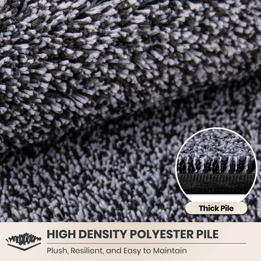 Hallway Runner Rug, 24" x 84", Bluish Grey-Black