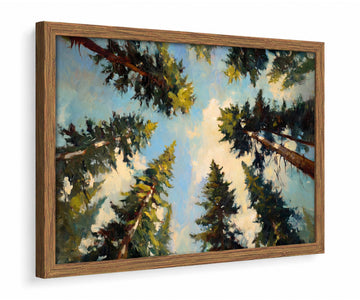 Framed Pine Forest Tree Wall Art Modern Nature Canvas Cabin Landscape Print