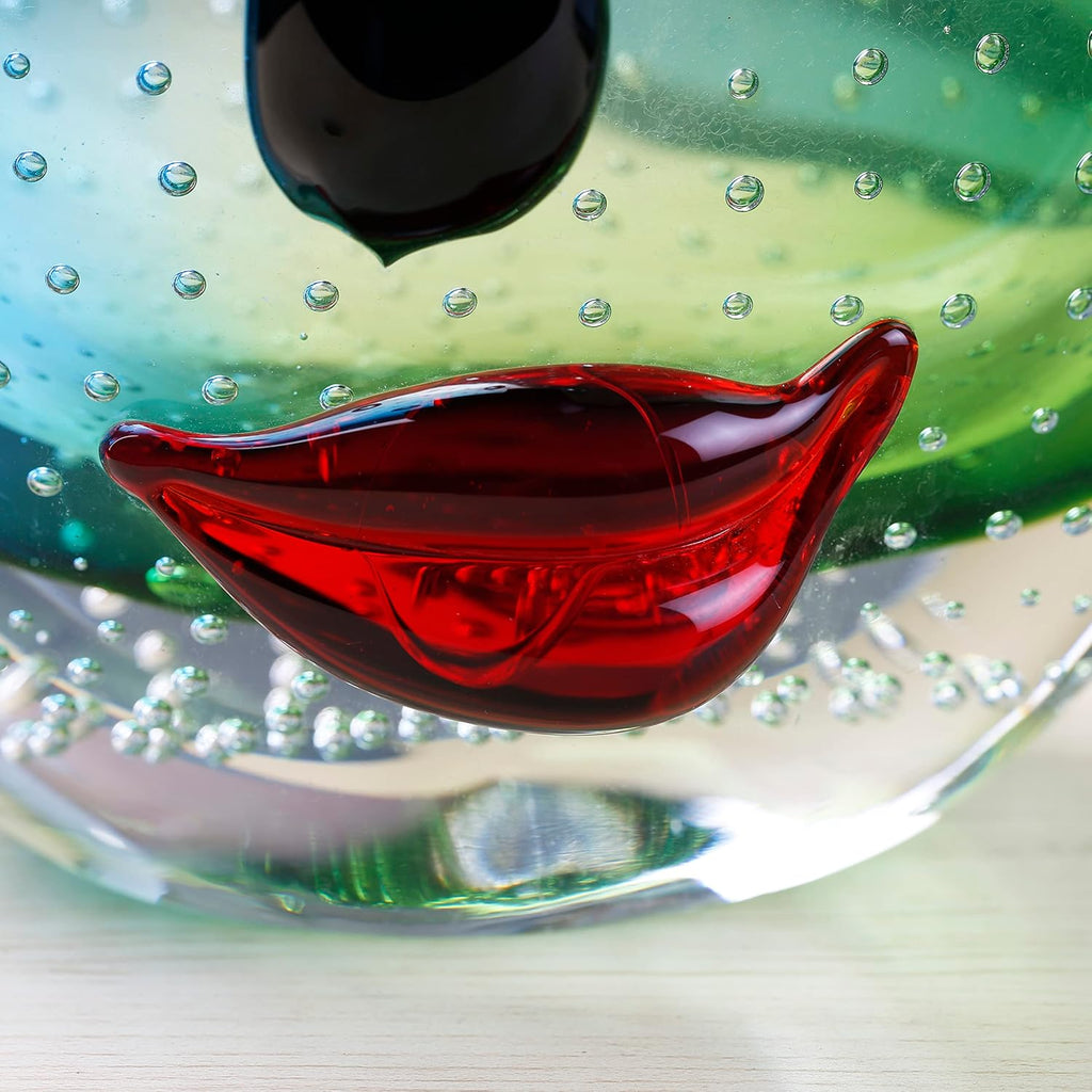 Hand Blown Art Glass Vase with face Art,Murano Glass Style,Multi-Colored