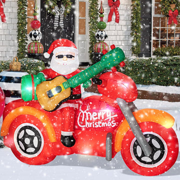 7.0 FT Christmas Inflatable Santa Claus with Motorcycle, Blow up Santa Yard Decoraations, Unique Lighted Xmas