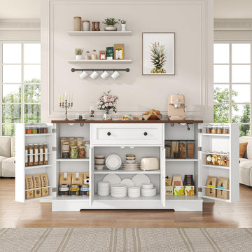 Sideboard Buffet Cabinet, Modern Kitchen Coffee Bar Cabinet with Drawers & Charging Station, Storage Cabinet with