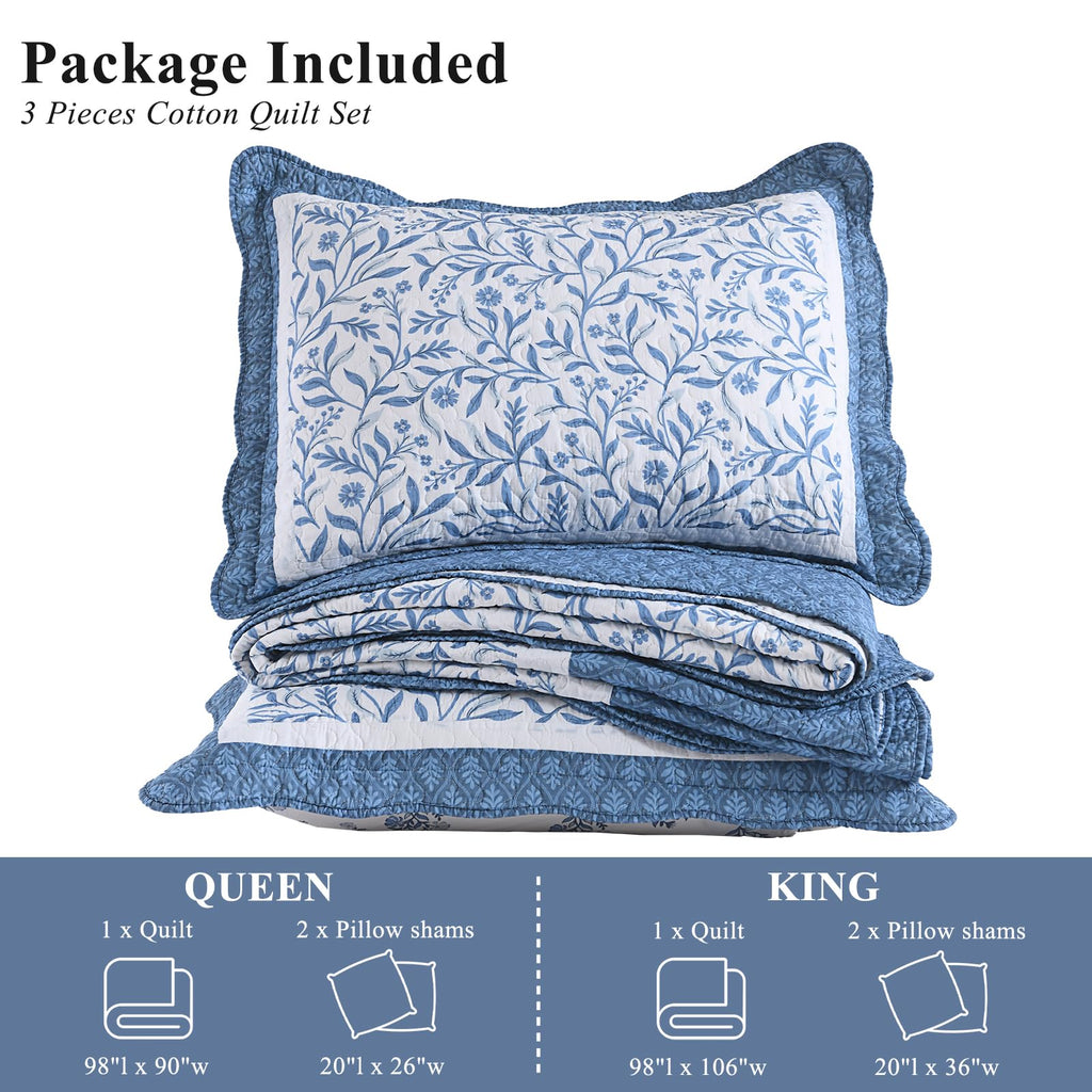 Quilt, Farmhouse Botanical Quilt Set, Blue/White