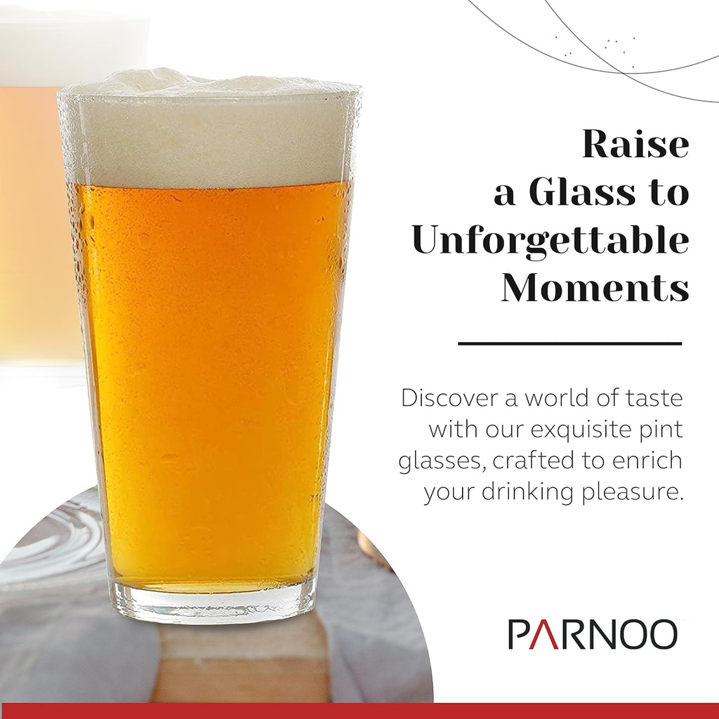 Pint Glasses Set of 6 - 16 oz Drinking Glasses Made for Cold Beverages - 16 oz Mixing Glass & Highball Set of 6 for