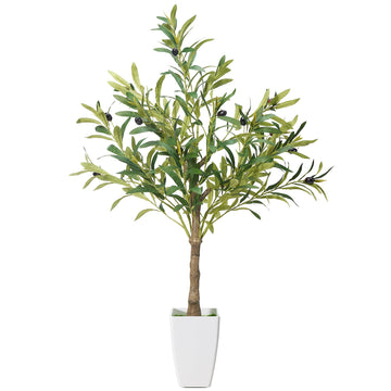 Small Olive Tree, 3FT Faux Olive Trees with White Planter