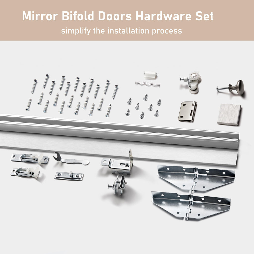 Bifold Doors, 36" x 80" Mirror Closet Door with Complete Hardware