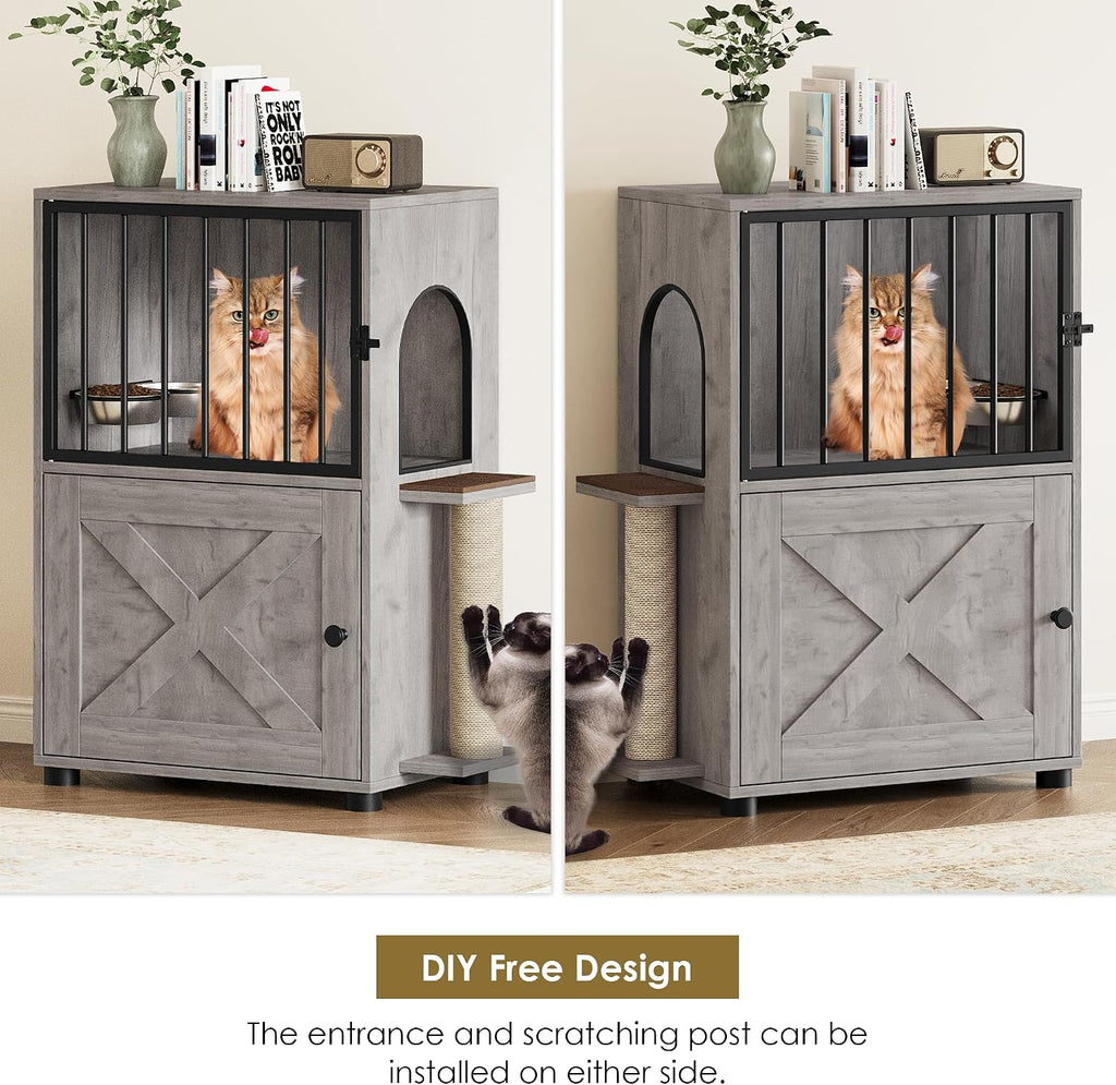 Dog Proof Cat Feeding Station, Dog Proof Cat Feeder, Cat Food Table, Gray