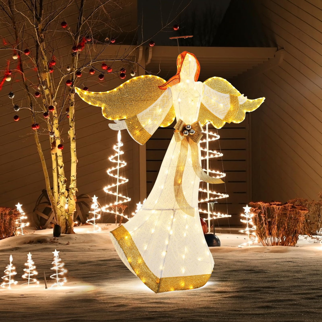 5.2 FT Outdoor Christmas Lighted Angel, Pre-lit 3D Winged Angel