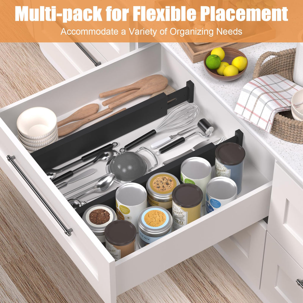 Bamboo Drawer Dividers, Adjustable Drawer Organizers, Fits 17.6-21" Drawers
