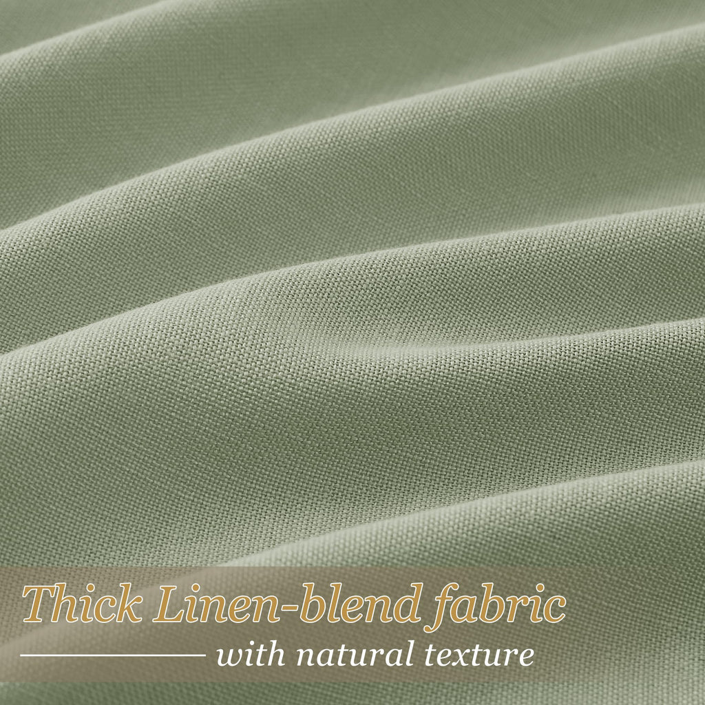 Pinch Pleated Linen Curtains 96 Inches Long 2 Panels Bedroom Light Filtering Semi Sheer Sage Green Drapes Back Tab