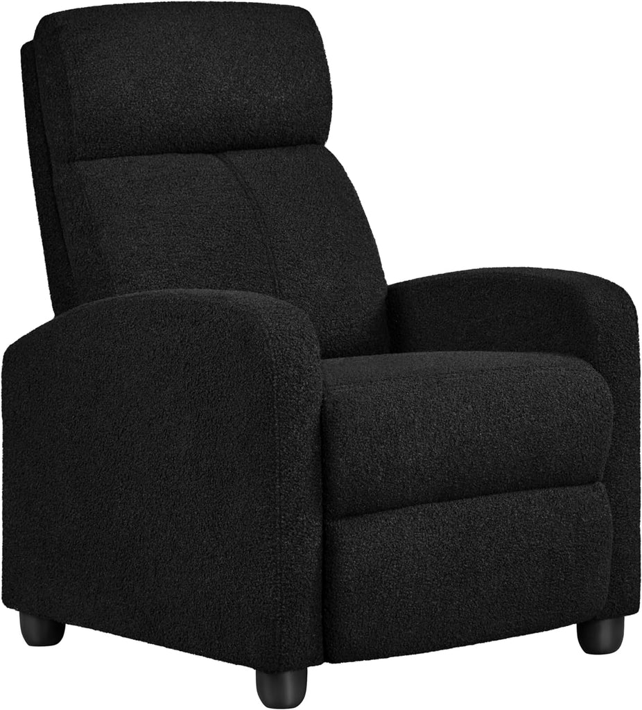 Boucle Recliner Chair Single Sofa Home Theater Seating, Adjustable Modern Push Back Armchair with Pocket Springs