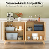 Fluted Sideboard Buffet Cabinet with Storage, Storage Cabinet with Doors and Adjustable Shelves, Buffet for Kitchen