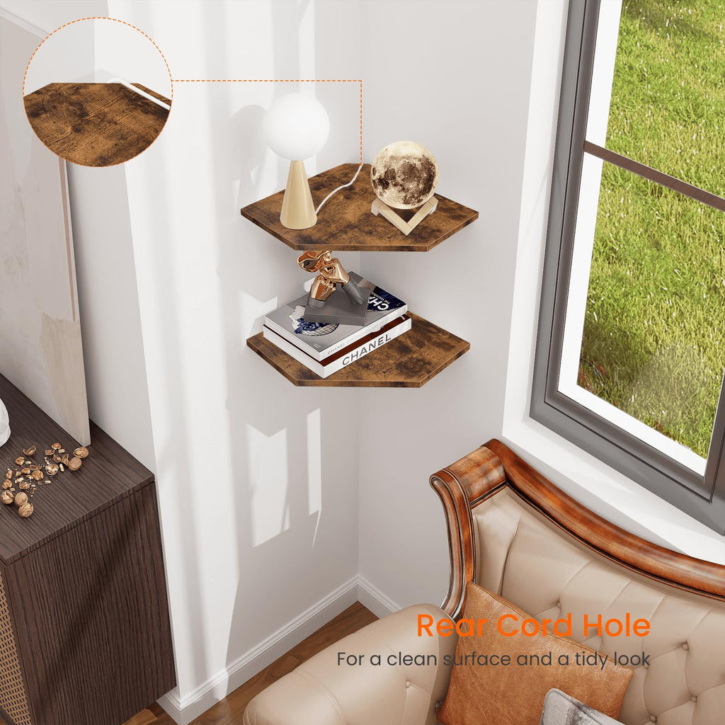 Corner Shelf Wall Mount, Set of 2 Floating Corner Shelf Organizer for TV Accessories, Speaker, Cable Box, Game