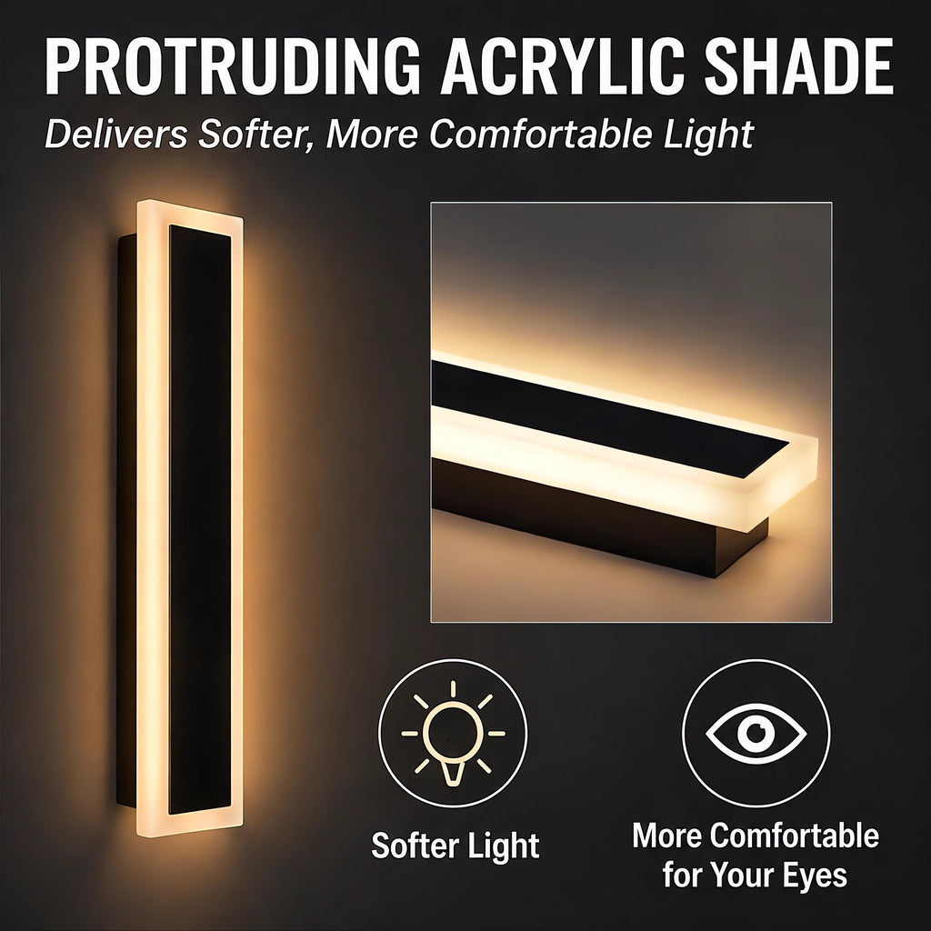 Modern Outdoor Wall Light 2pack 39in, 4.72in Width, Dimmable LED