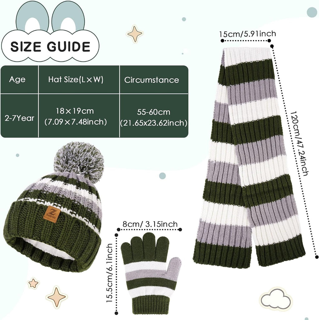 Toddler Kids Winter Hats Scarf Gloves Set Gifts for Boys