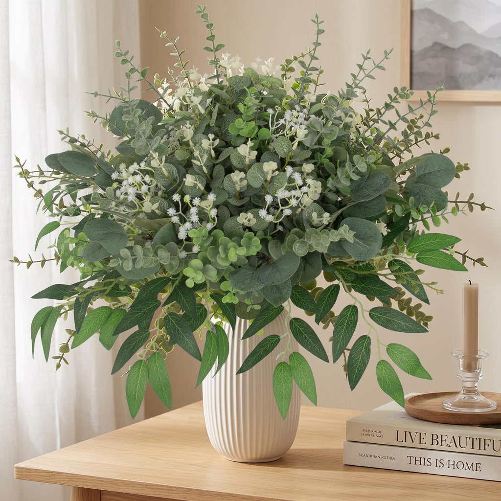270 Pcs Mixed Artificial Eucalyptus Leaves Stems for Centerpieces