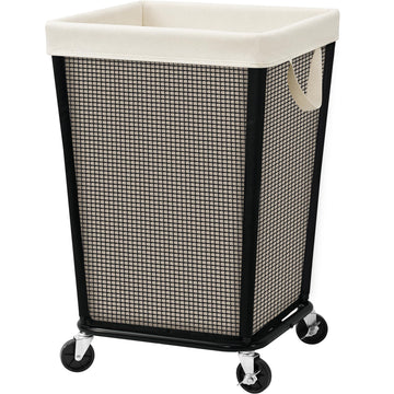 160L Rolling Laundry Hamper with Wheels, Laundry Basket, Beige