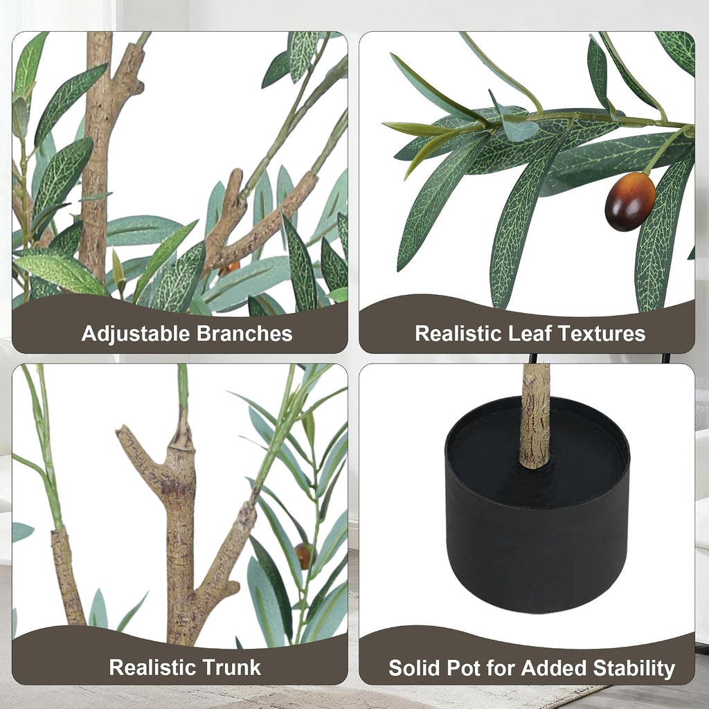 Fake Olive Tree 6FT, Faux Olive Trees Artificial Indoor with Boho Basket