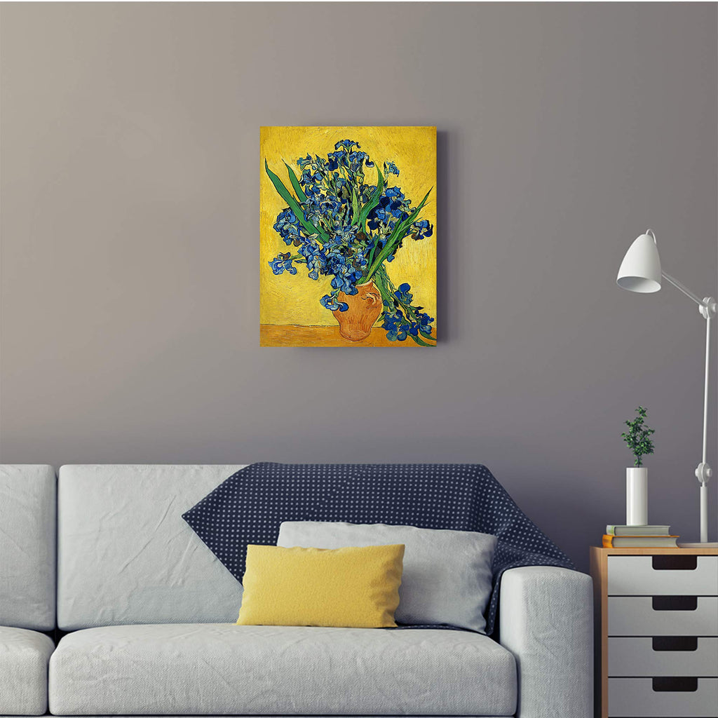Irises Vase Flower by Vincent Van Gogh. The World Classic Art Reproductions, Giclee Canvas Prints Wall Art Decor