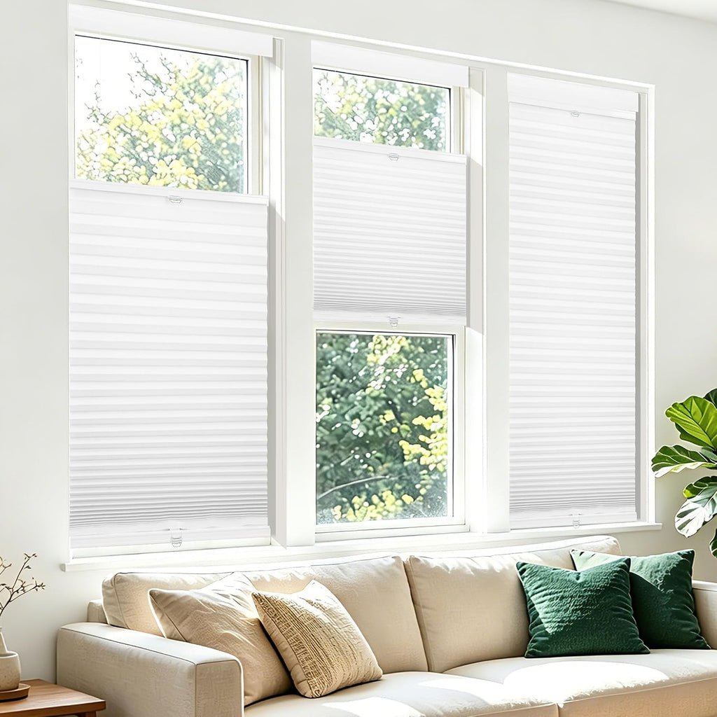 Top Down Bottom Up Cordless Cellular Shades,Thermal Insulation Honeycomb Blinds for Indoor Windows,(White,27"x64")