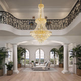 Large Gold Crystal Chandeliers for High Ceilings 26 Lights Modern Chandelier Luxury Chandeliers Light Fixture Foyer Staircase Hallway Entryway Banquet Hall Lobby 63" H x 30.7" D - French Empire