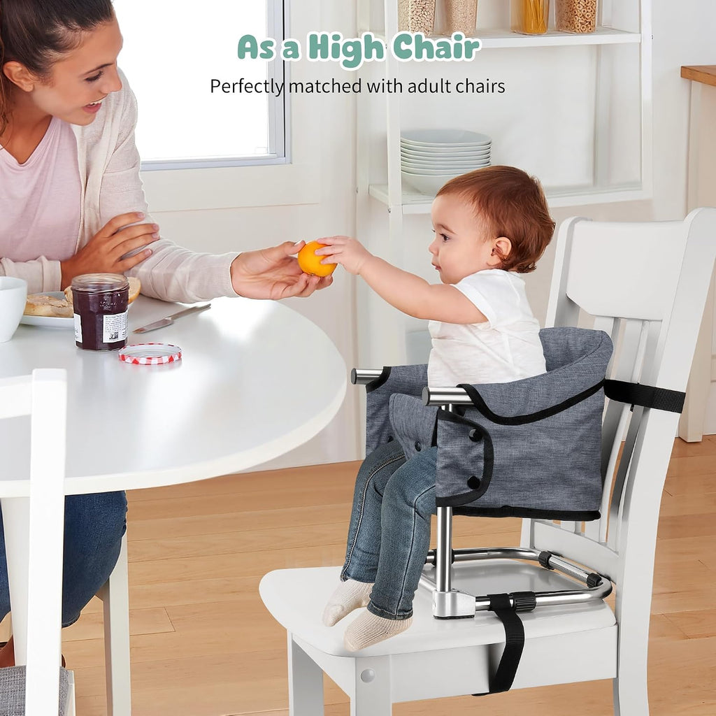 Booster Seat for Dining Table, 3-in-1 Portable Toddler Booster Chair with Safety Buckle, Height Adjustable & Foldable
