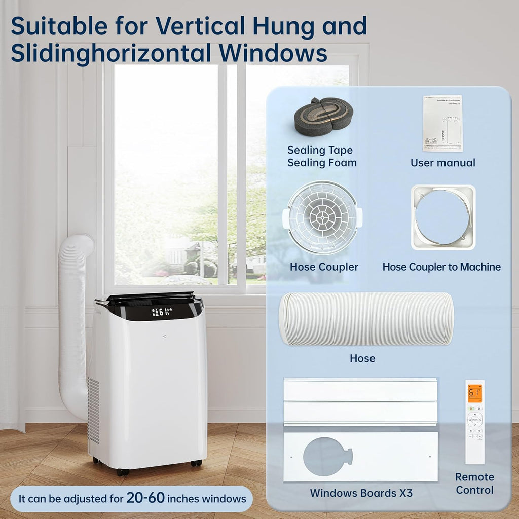 12000 BTU Portable Air Conditioners with Remote Control, 3-in-1 Free Standing Cooling AC Unit with Fan & Dehumidifier