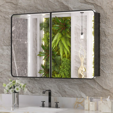 36"x24" Black Medicine Cabinet with Mirror, Large
