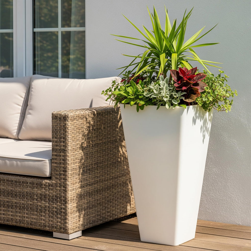 Garden Large 28" Tall Planter Set of 2 Plant Pot for Indoor Outdoor