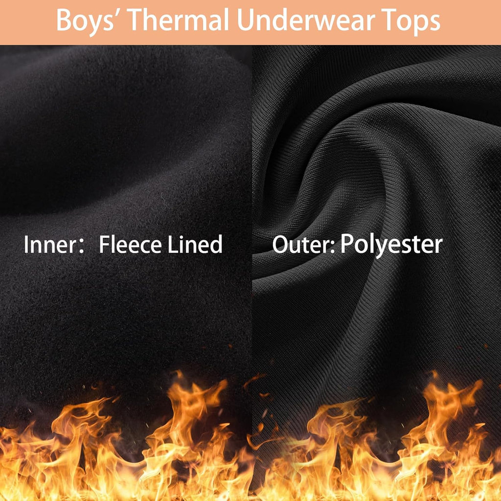 Boys Thermal Set Fleece Lined Youth Compression Shirt Pants