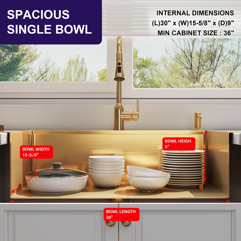 33 Inch Gold Drop In Single Bowl Workstation Handmade Kitchen Sink