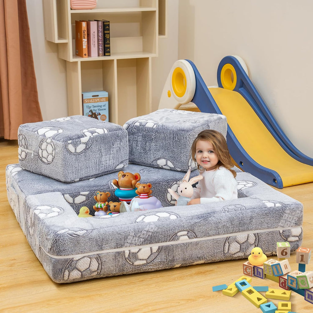Toddler Couch, Glow in The Dark Kids Play Couch Toddler Fold Out Couch, Kids Fold Out Couch for playroom, Convertible