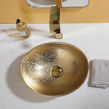 16" Gold Bathroom Sink Ceramic Vessel Sinks for Bathrooms Above Counter Bathroom Sink Oval Vessel Sink with Faucet and