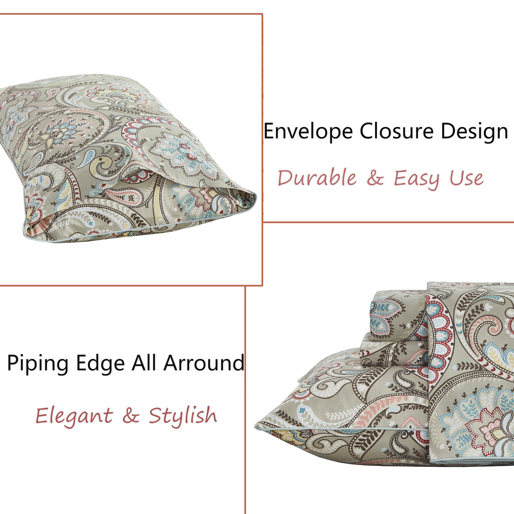 Paisley Sheets Set Twin XL Boho Paisley College Bedding Luxurious Bohemian Damask Dorm Bedding 100% Egyptian Cotton