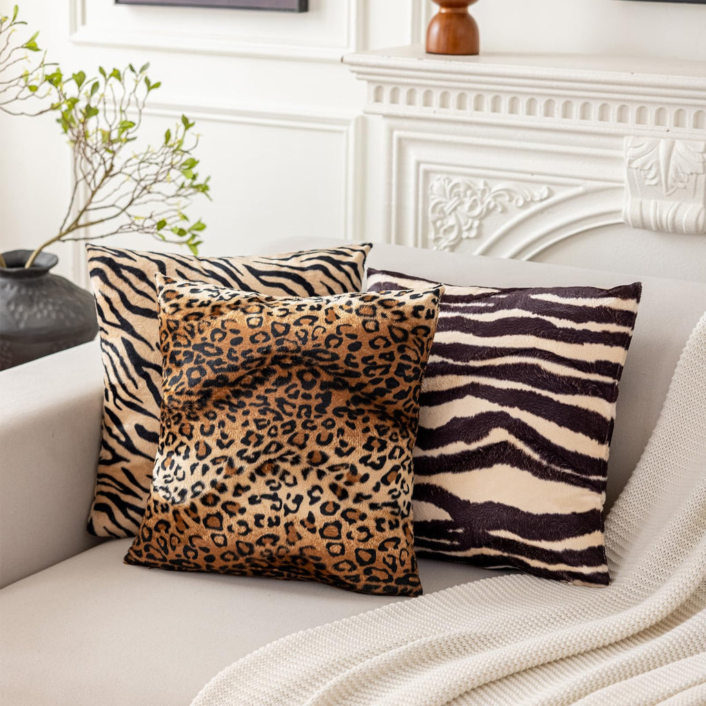 Cheetah Print Velvet Euro Pillow Sham Covers 24x24, Leopard Room Decor, Large