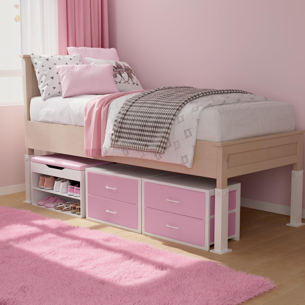 Stackable Closet Drawers for Clothes Organizers and Storage Fabric Pink 2 Drawer Dresser 2 Packs Modern Large