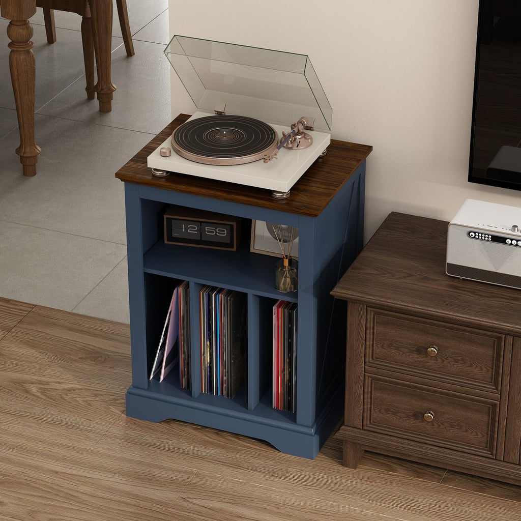 Large Farmhouse Record Player Stand, 31.5" Turntable Stand, Blue