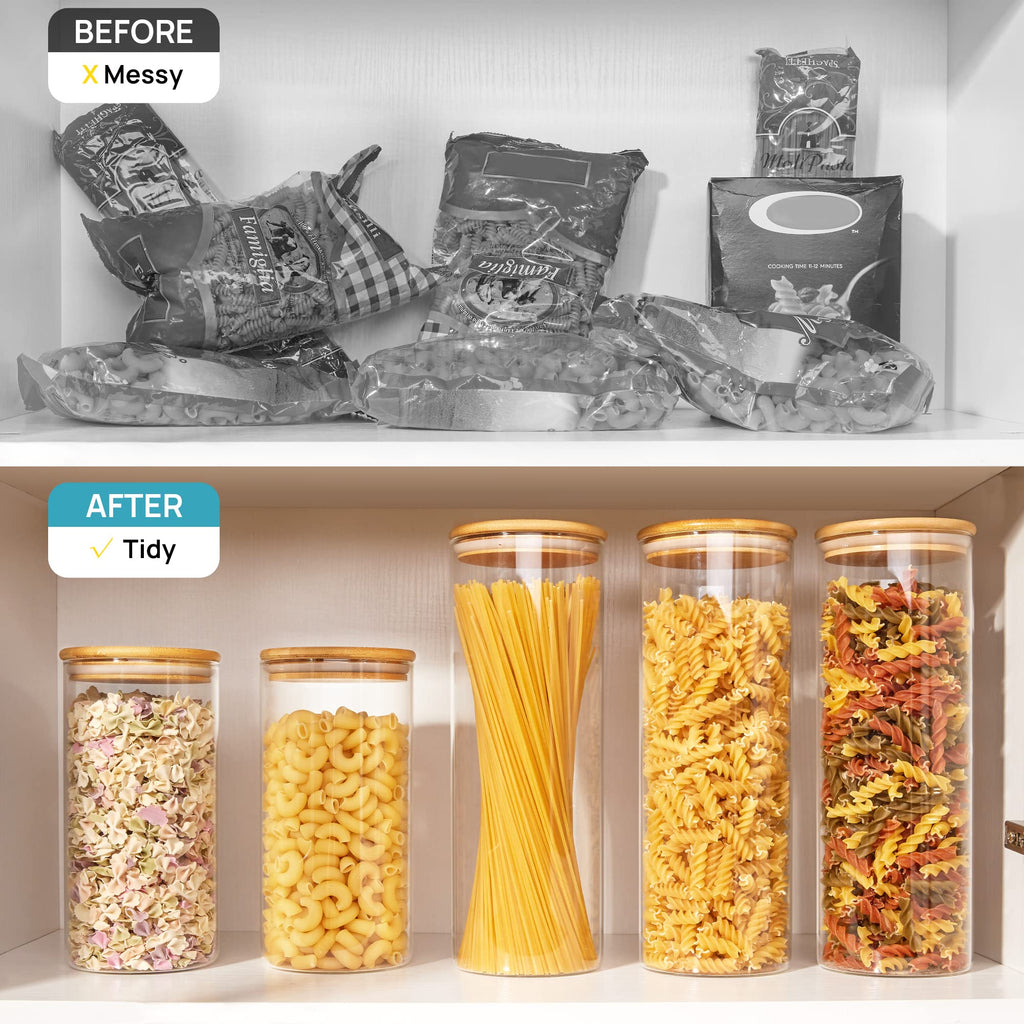 70oz Glass Food Storage Jars with Airtight Bamboo Lids, 3 Pack