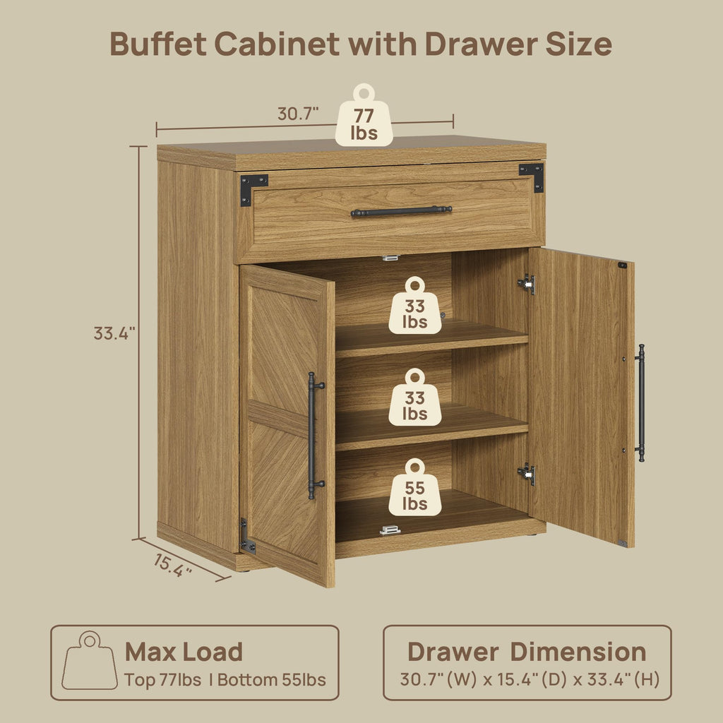 Modern Sideboard Buffet Cabinet, Wide Credenza Storage with Drawer